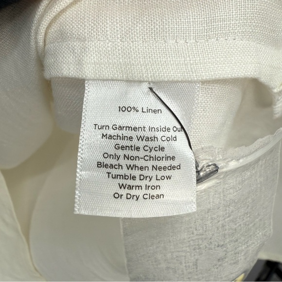 Talbots Woman Size X Ivory 100% Irish Linen Beaded Tunic Top 3/4 Sleeve - Picture 7 of 8